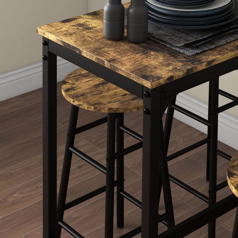 Modern 5-Piece Dining Set with Square Counter Height Bar Table & 4 Bar Stools