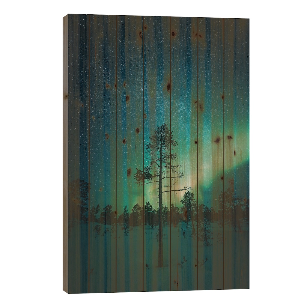 Senja Night Show Print On Wood by Steffen Fossbakk - Multi-Color