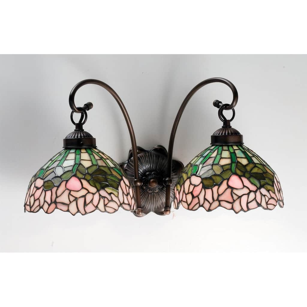 Meyda Tiffany Cabbage Rose 8" Wide 2 Light Double Sconce with Stained