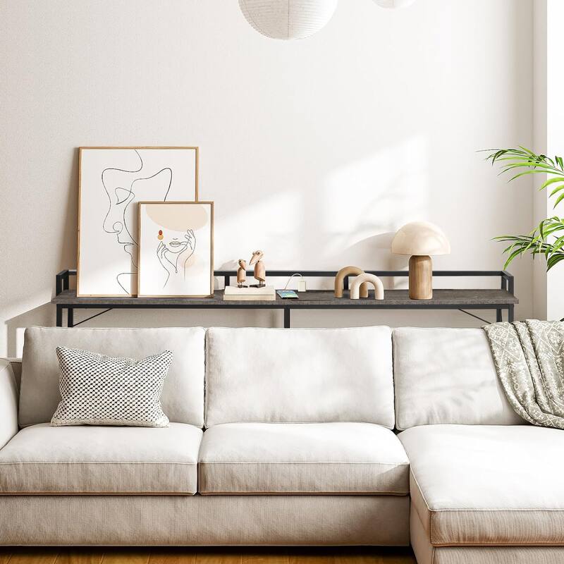 Console Table with 2 Outlet and 2 USB Ports,Entryway Table Narrow Charging Station Sofa Table