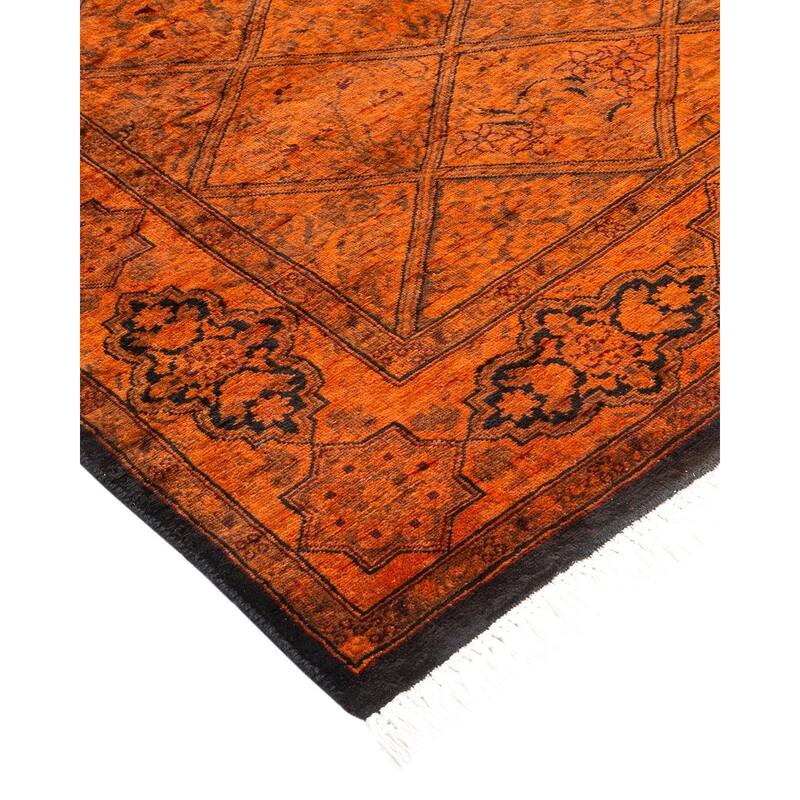 Overton Hand Knotted Wool Vintage Inspired Modern Contemporary Overdyed Orange Runner Rug - 2' 8" x 8' 3"