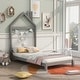 preview thumbnail 2 of 70, Wooden Platform Bed with Wood Slat Support, Modern Solid Wood Kids Bed Frame with House-shaped Headboard, No Box Spring Needed