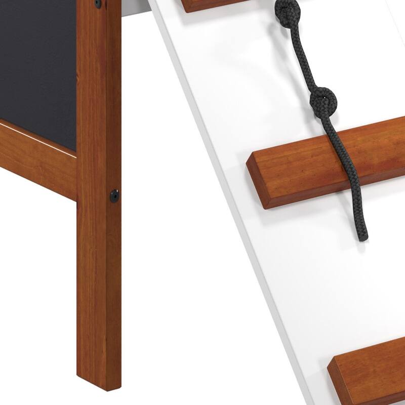 Twin size Wood Loft Bed with Slide and Chalkboard Panels