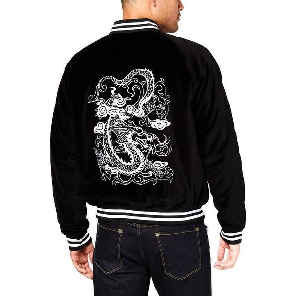 Shop Tallia Mens Bomber Jacket Fall Winter Velvet Black Xl