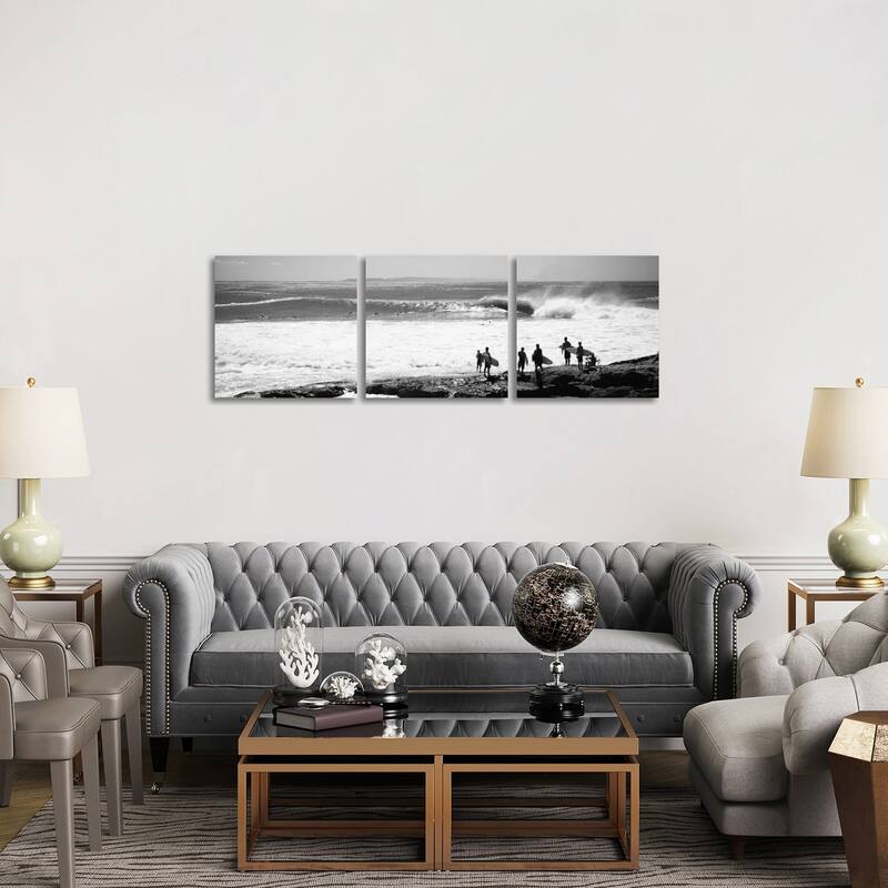 iCanvas "Silhouette of surfers standing on the beach, Australia" by Panoramic Images 3-Piece Canvas Wall Art Set - 20x60x1.5