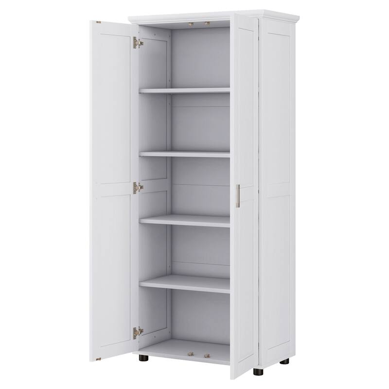 Bathroom Storage Cabinet with Double Doors, Waterproof Floor Cabinet Clothes Cabinet with Adjustable Shelves