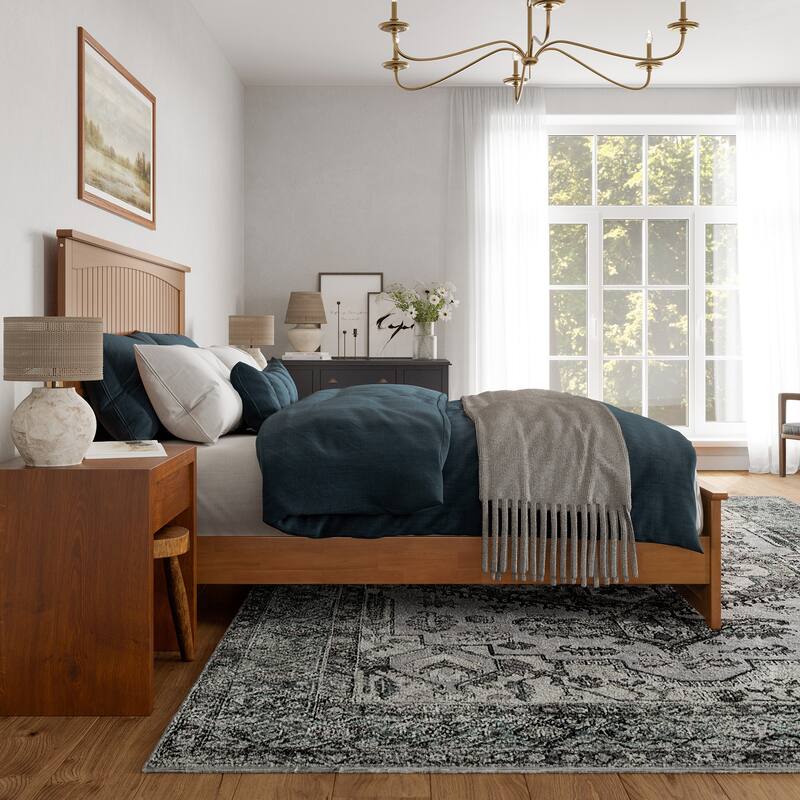 Naples Solid Wood Low Profile Platform Bed with Matching Footboard