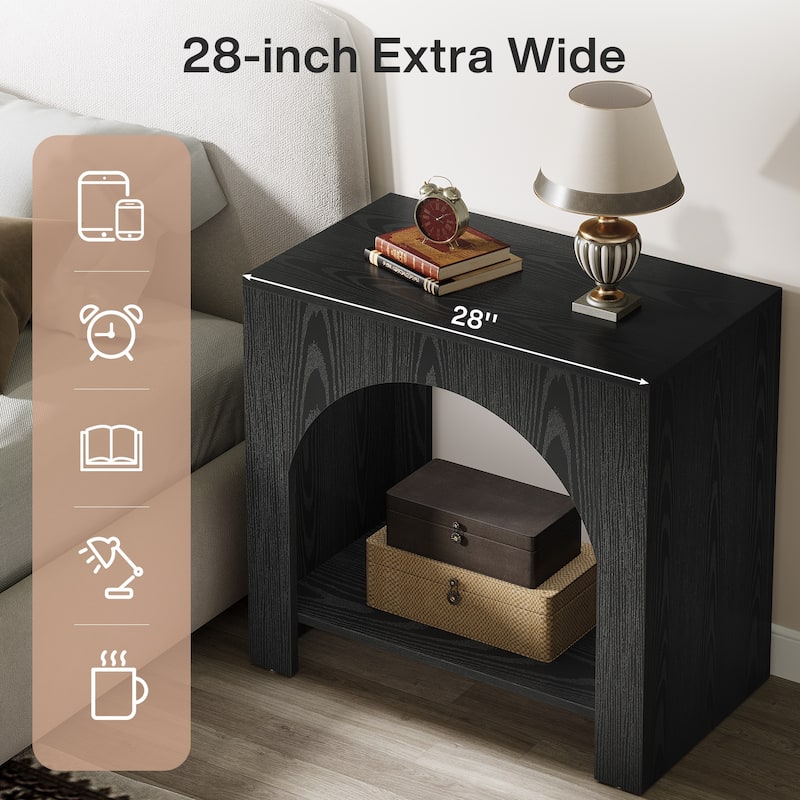 Farmhouse Night Stand for Bedroom, Home Office, Brown Bedside Table