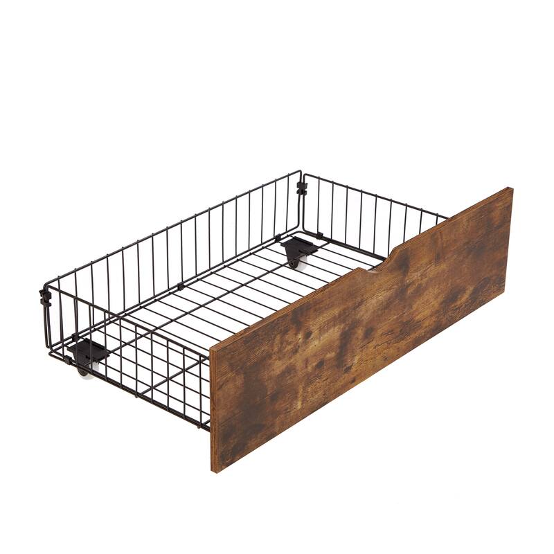 King Size Metal Platform Bed with LED Lights & Wooden Headboard
