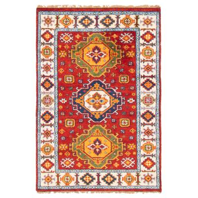 ECARPETGALLERY Hand-knotted Royal Kazak Dark Red Wool Rug - 4'1 x 6'0