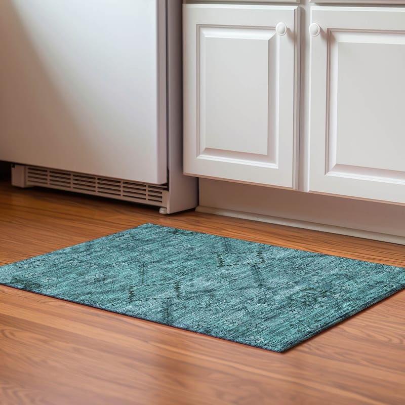 Premium Washable Super Soft Boho Moroccan Mayfield Rug - Teal - 1' 8" x 2' 6"
