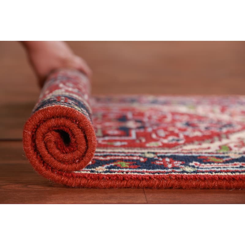 Hand Knotted Oriental 100% Wool Carpet Traditional Medallion Oranges & Rust Heriz (serapi) Area Rug - 3' 0'' X 2' 0''