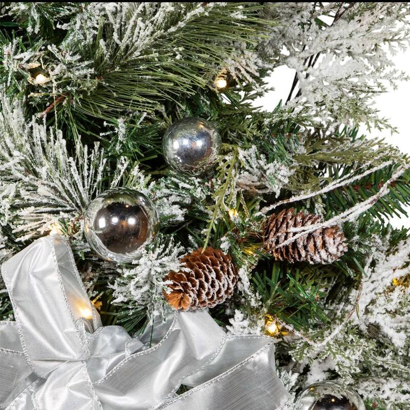 Kurt Adler 26-Inch Pre-Lit Snowy Silver Wall Tree - Green