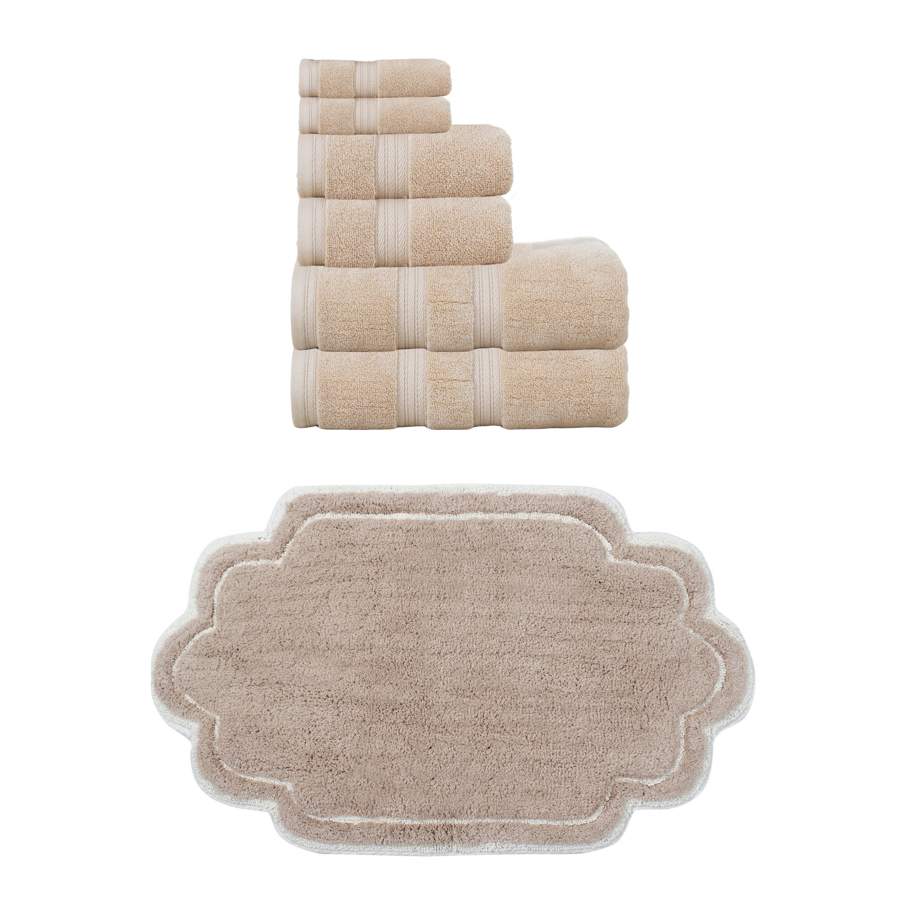 Home Weavers Allure Collection 100% Soft Cotton 6 Pc Towel Set & 1 Pc Bath Rug, Machine Washable & Non Slip (Set of 7)