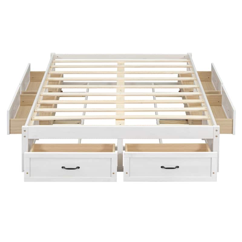 Full Size MDF Platform Bed with 6 Storage Drawers