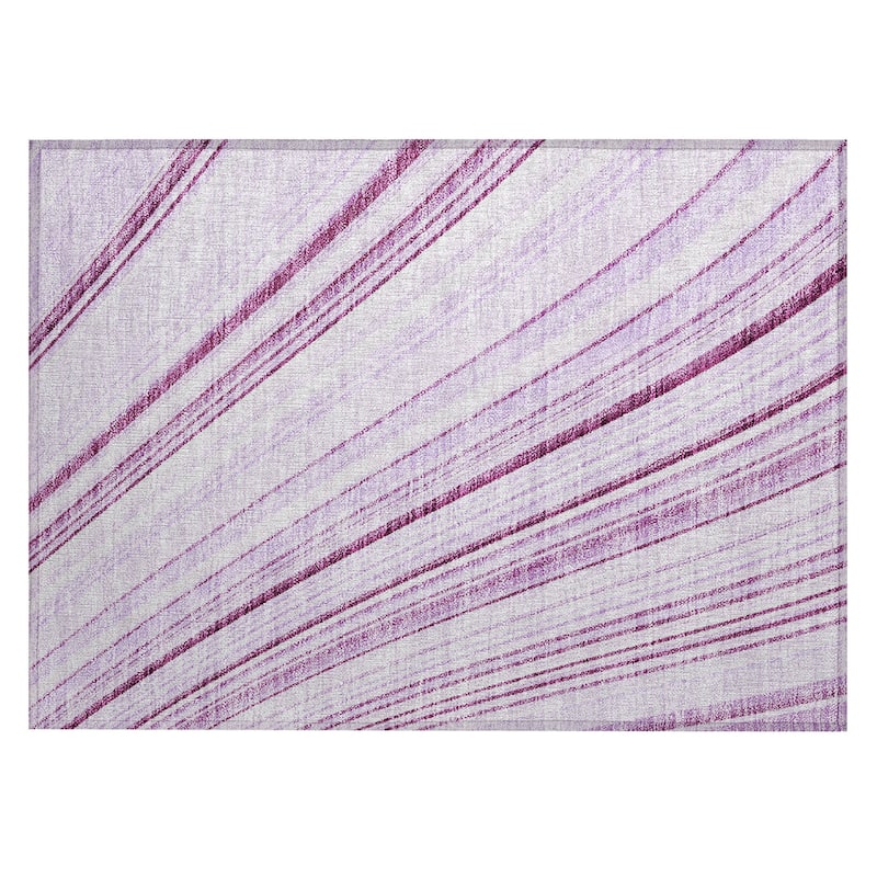 Machine Washable Indoor/ Outdoor Stripe Wave Chantille Rug