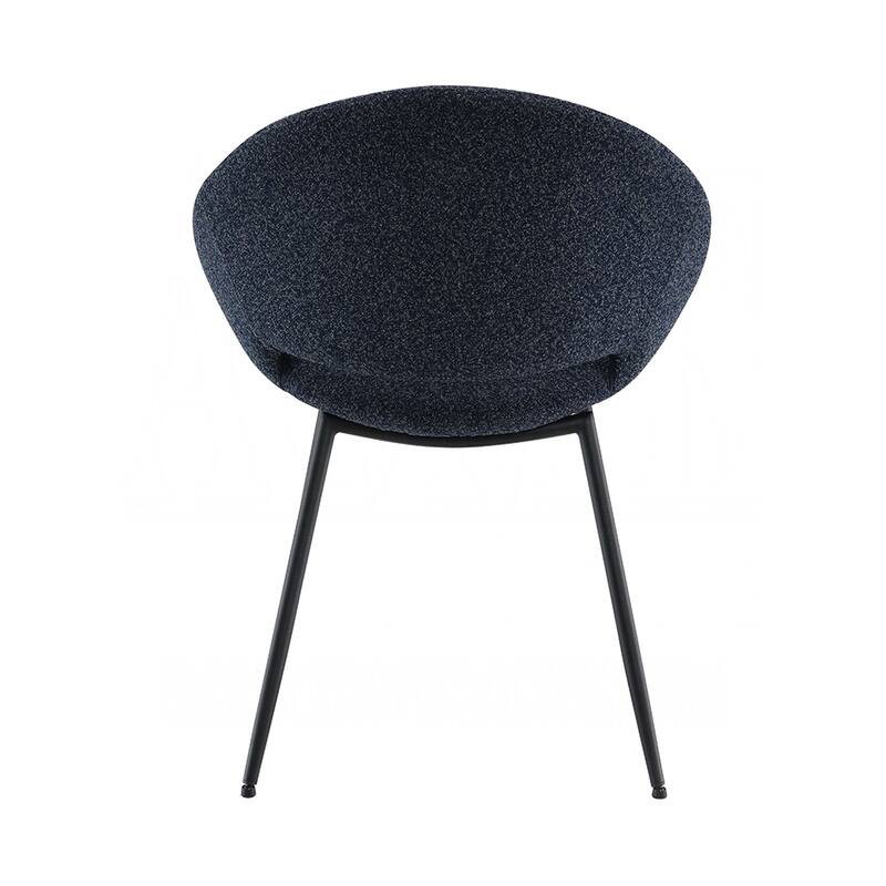 Set of 2 Boucle Upholstered Dining Side Chairs in Black