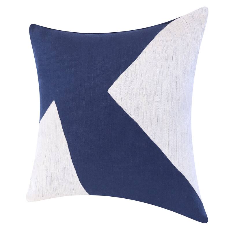 HomeRoots 20" X 20" Navy And Ivory 100% Cotton Abstract Zippered Pillow