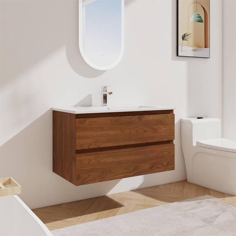 Bathroom Vanity With Sink In 24/30/36 Inch, Floating Bathroom Vanity With Soft Close Drawer