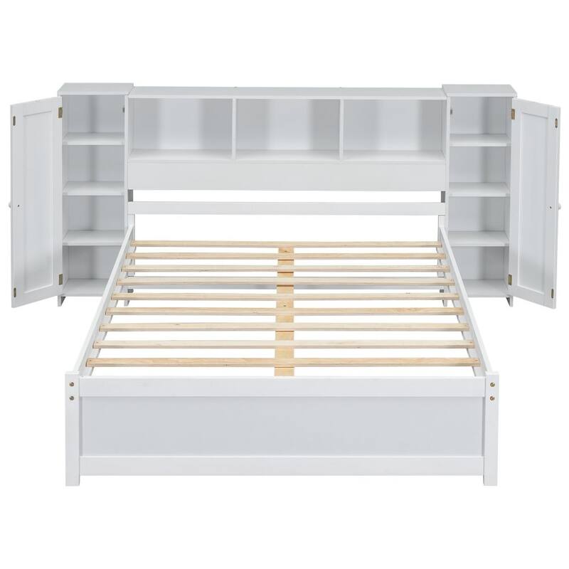 Platform Bed with Storage Headboard and Lockers