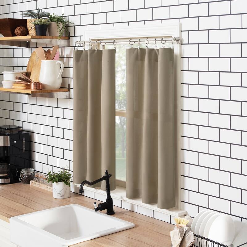 No. 918 Martine Microfiber Semi-Sheer Rod Pocket Kitchen Curtain Valance and Tiers Set