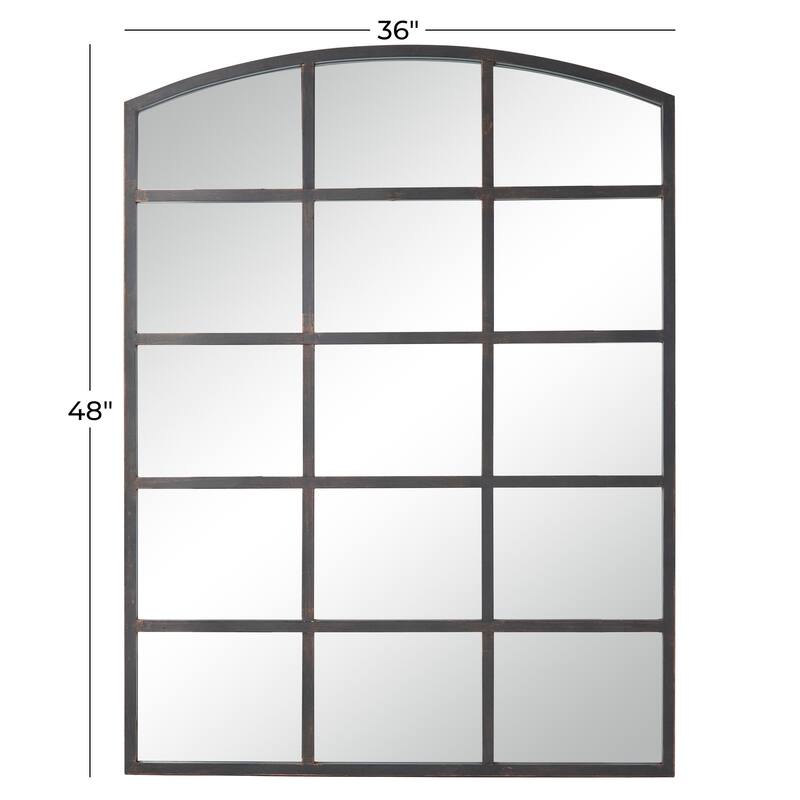 Metal Window Pane Inspired Room Wall Mirror with Arched Top - Roche River Decor