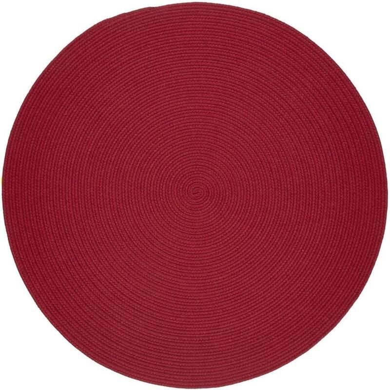 Rhody Rug Woolux Braided Wool Flatweave Oval Rug - 10' Round - Scarlet