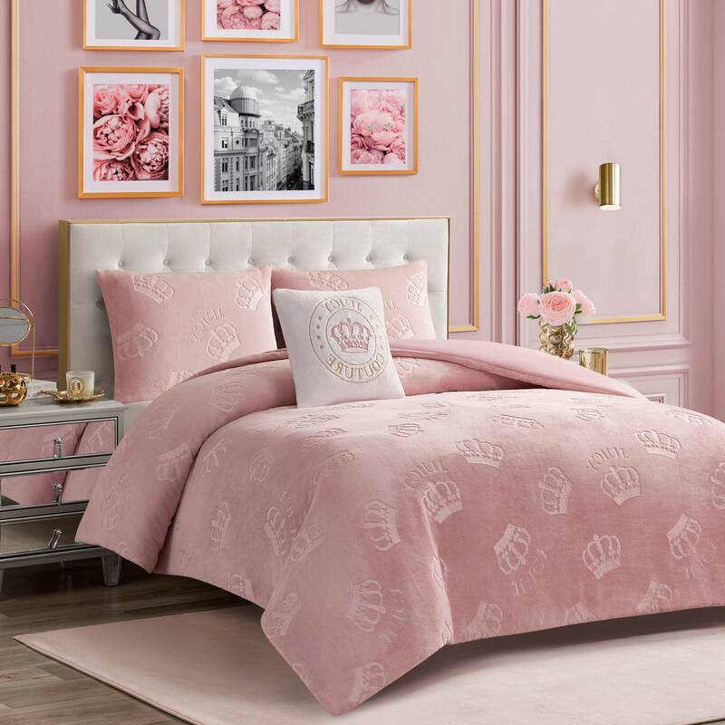 Juicy Couture Embossed Plush Crown Comforter Sets