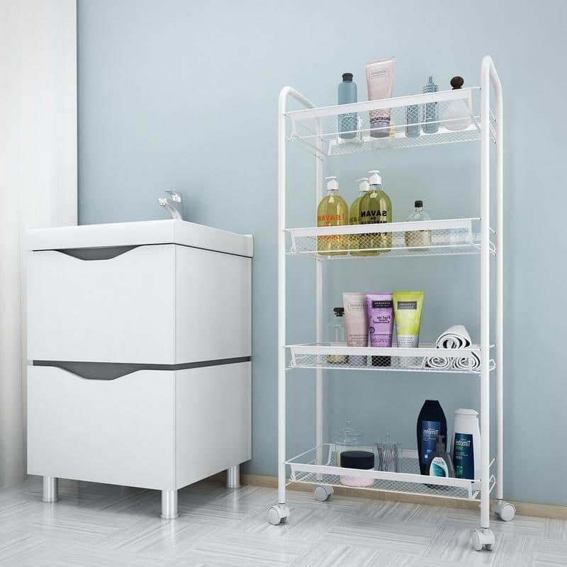 4-Tier Steel Storage Shelving Cart with Wheels