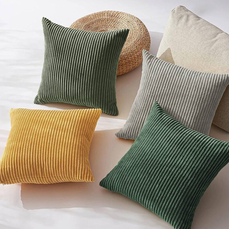 Set of 2 Modern Decorative Soft Corduroy Throw Pillows