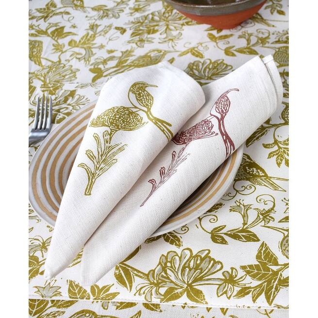 French Home Set of 4 Sugarbird Napkins - Chartreuse