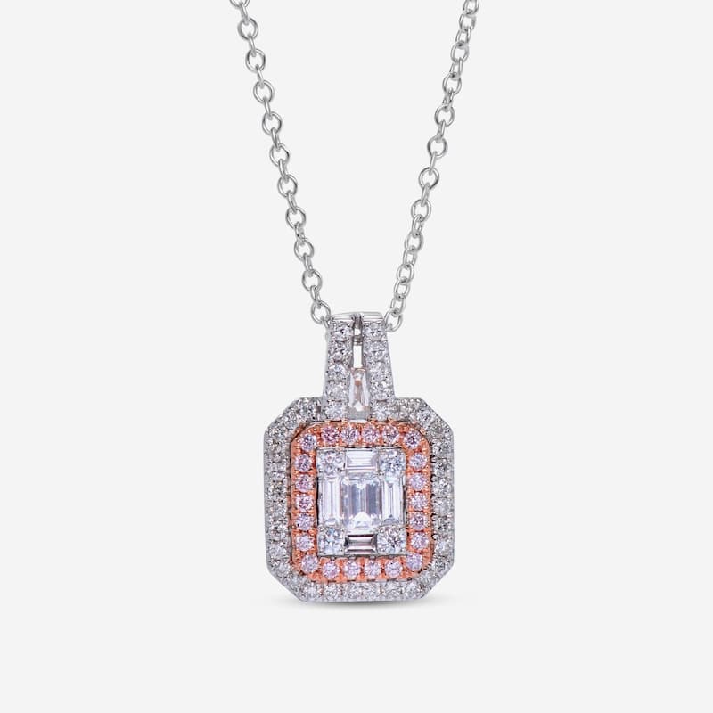 Gregg Ruth 14K Gold, White Diamond and Pink Diamond Pendant Necklace - 18