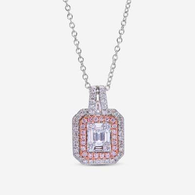 Gregg Ruth 14K Gold, White Diamond and Pink Diamond Pendant Necklace - 18