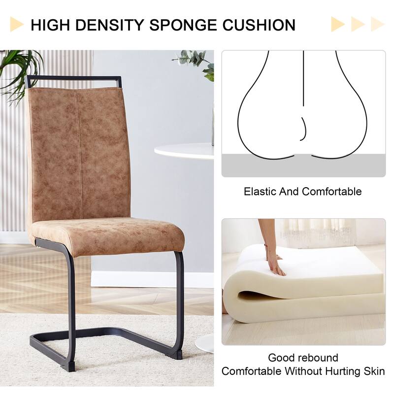 2 Piece Fabric Dining Chair with C-Shaped Tube, Metal Legs, High Back, Upholstered for Restaurant Kitchen Dresser Terrace Club