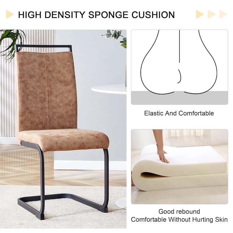 Modern Dining Chair Set of 4, High Back Upholstered Side Chair with C-Shaped Tube Metal Legs Office Chair, Club Guest Chair