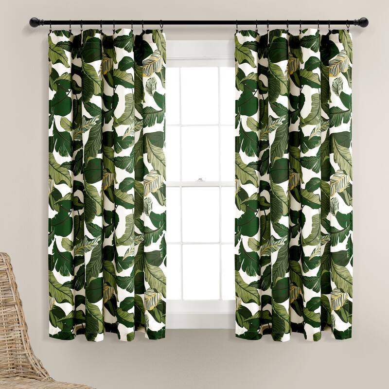 Lush Decor Tropical Paradise Window Curtain Panel Pair - 63 Inches - Green