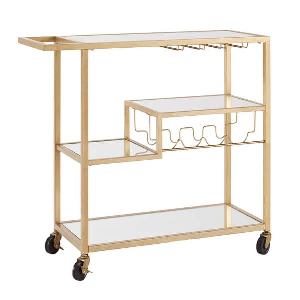 slide 2 of 17, Metropolitan Mirrored Glass Top Metal Bar Cart by iNSPIRE Q Bold Gold