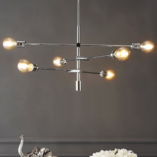Cato Modern Iron Arm-Adjustable LED Chandelier, Chrome by JONATHAN  Y