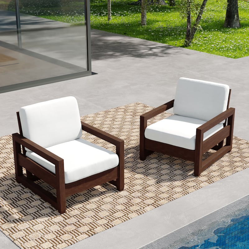 Patio Teak Wood Outdoor Arm Chair with Cushion