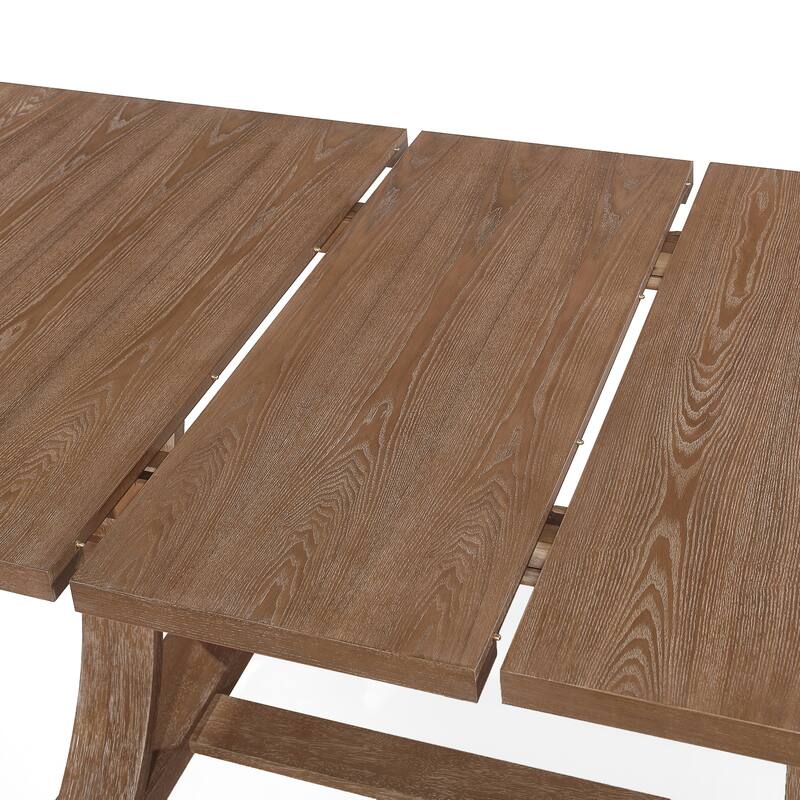 Christopher Knight Home - Rustic Extendable Dining Table with Rubberwood X-Frame Base and Extension Leaf
