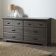 preview thumbnail 2 of 0, Bedroom 6-Drawer Double Dresser Wardrobe Cabinet in Grey Maple Finish