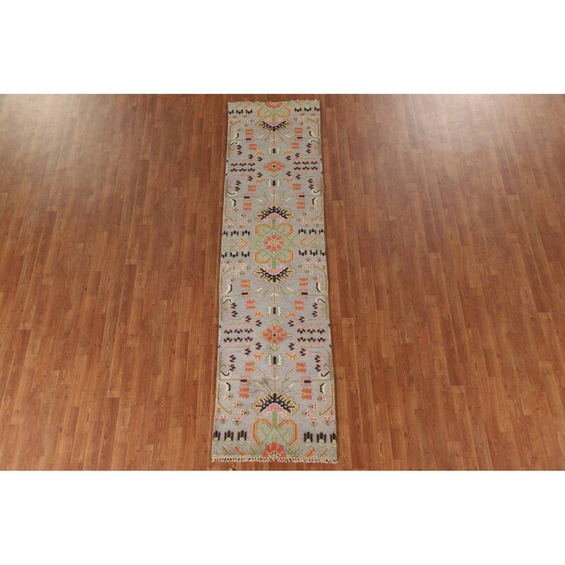 All-Over Kazak Indian Runner Rug Handmade Wool Carpet - 2'6"x 9'9"