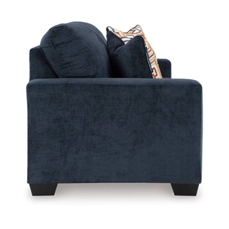 Avie Queen Sofa Sleeper, 2 Accent Pillows, Navy Blue Polyester 85 Inch