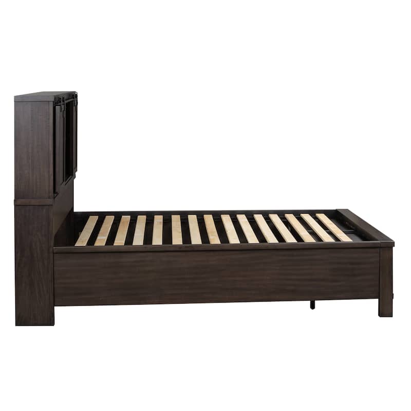 Thornwood Hills Rock Beaten Gray with Saw Cuts King Bookcase Bed