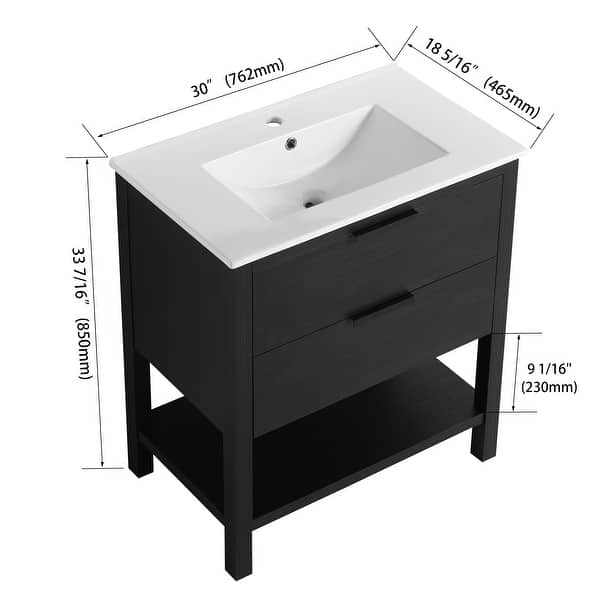 Freestanding Bathroom Vanity with Sink, 2/3 Extension Self-closing ...