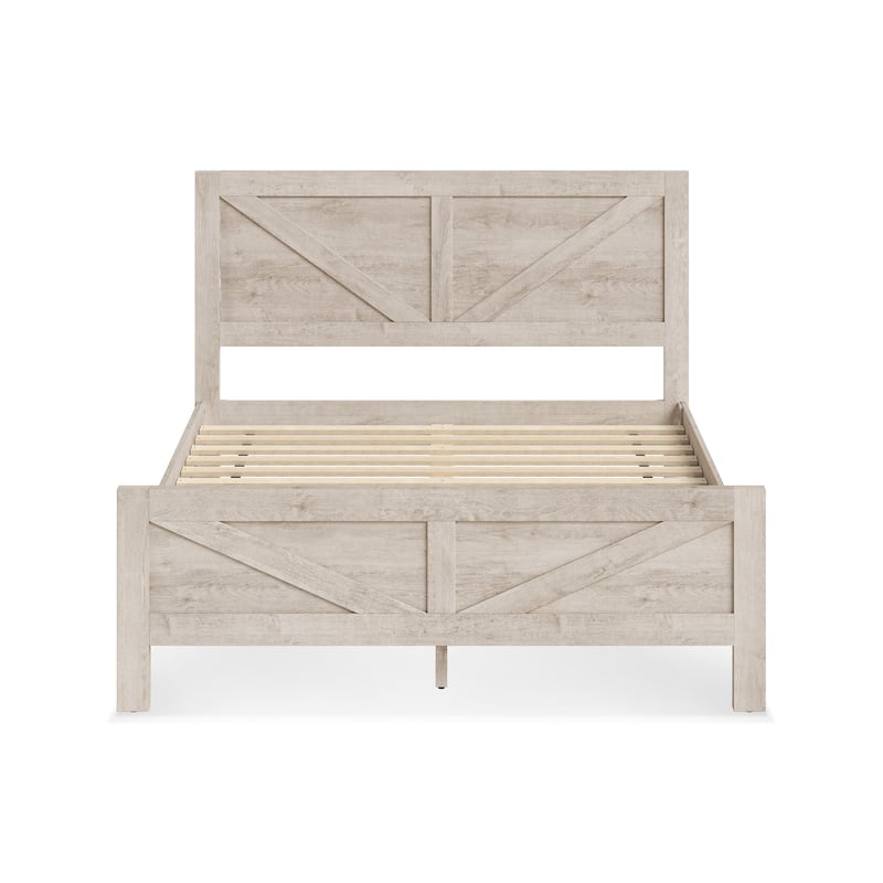 Modern Bedroom Furniture King/Queen Size Solid Wood Platform Bed,Platform Bed Frame With Wooden Headboard,No Box Spring Needed