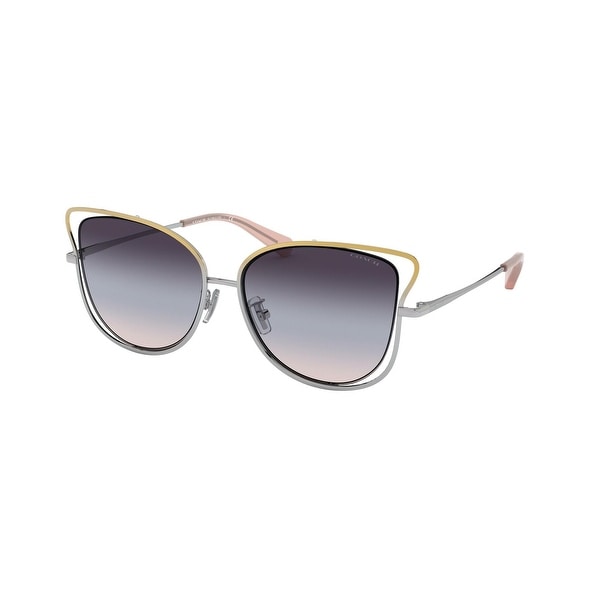 Coach HC7106 9338U7 55 Shiny Rose Gold/shiny Silver Woman Irregular Sunglasses - Pink / Silver. Opens flyout.
