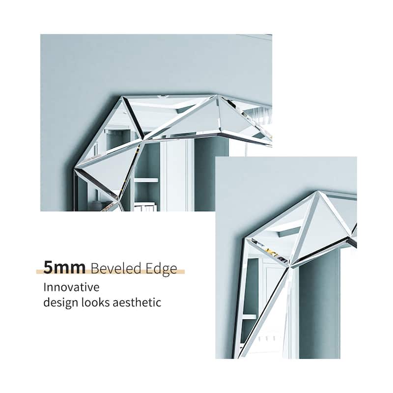 Irregular Glass Wall Art Mirror with Beveled Diamond Edge Accent Mirror
