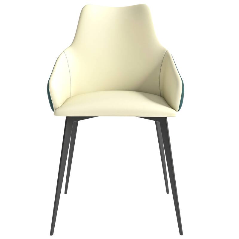 Sonnet Dining Chair with Upholstered Seat and Arms in Black Metal by LeisureMod