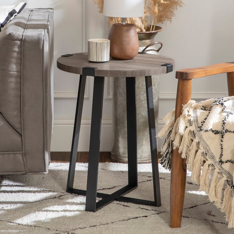 Middlebrook Barnett Round Metal Wrap Side Table - Slate Grey